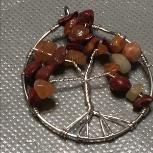 TREE OF LIFE STAINLESS STEEL NAT STONES PENDANT